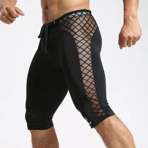 Tights Men Compression Tights Grid Stitching Quickdrying Running Basketball Sports Leggings Gym Male Fitness Training Workout Shorts