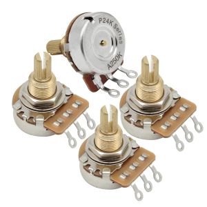 Flúbio de guitarra 4pcs Brass Longa eixo de guitarra Potentiômetros potes 2 a250k 2 B250K 3/8 