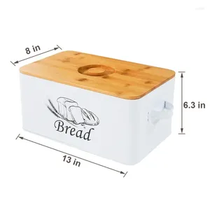 Förvaringsflaskor Portable Style Metal Bread Bin Box Matbehållare med bambu lock för hemkök utomhusbutik