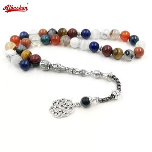 Tasbih 12 natürliche Edelstein -Stein -Perlen Muslim -Gebet Perlen Eid Ramadan Geschenk Islamisch Rosenkranz Arabisch Misbaha Accessoires zur Hand 240402