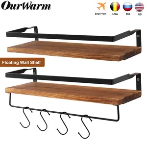 Dekorative Teller Wandregal Holz schwimmende Dekoration Multifunktionshalterhalter Rack für Küche/ Schlafzimmer