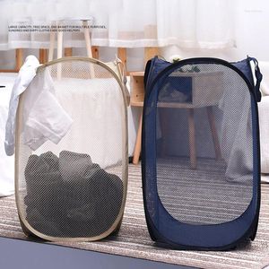 Tvättpåsar Mesh Folding Basket Hamper Bag For Dirty Clothes Collapsible Badrums diverse förvaring Kids Toy Organizer