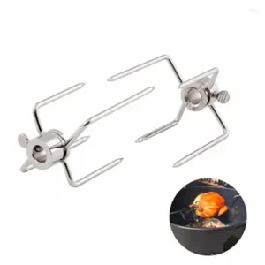 Araçlar Taşınabilir Barbekü Rotisserie Forks Paslanmaz Çelik Tükür