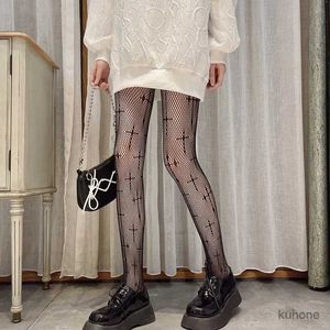 Socks Hosiery Gothic Lolita Girls Cross Print Club Tights Cosplay Mesh Summer Thin Nylon Long Sock Women Sexy Body Stockings Fishnet Pantyhose