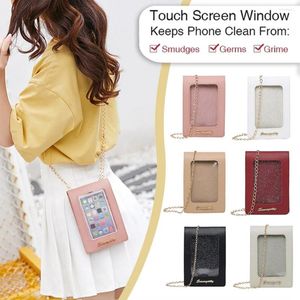 Shopping Bags Nylon Shoulder Bag Mini Mobile Phone With Back Side Clear Touching Screen Leather Bolsas Para Mujeres