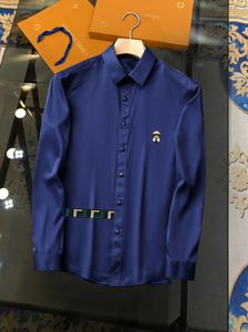 メンズシャツトップスモールホースの品質刺繍ブラウス長袖ソリッドカラースリムフィットカジュアルビジネス服ロングスリーブシャツ普通サイズ複数のColoura45