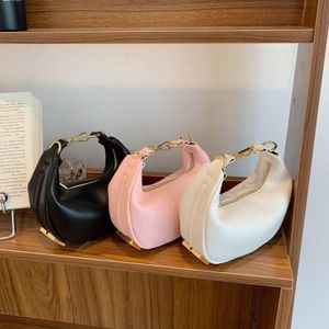 High-quality designer Leather Crescent female crossbody bag-half-moon metallic lettered accents and internal code clutch shoulder bag