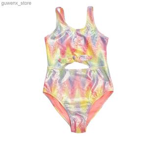 Spettacano 6 ~ 14 anni Teen Swinsuit Swiny Girls Shiny Girls Goids Girl Girls Outfit Beach Wear Wear Y240412Y240417610a