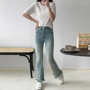 Women's Jeans High-End Wear Super Slimming Handmade Ripped High Waist Straight Skinny Autumn 2024 9160
