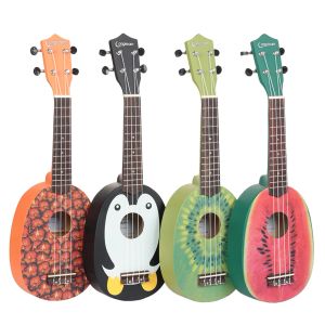 Cabos 21 polegadas Ukulele Beginners Rosewood 4 Strings Nanyang Wood Guitar Cartoon Sticker Kids Gift Musical Instruments