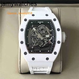 تاريخ Richardmill Carbon Watch Fiber Mens التلقائي الميكانيكي الأبيض الخزفي برميل شخصية برميل كبير