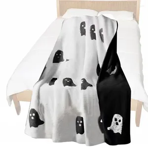 Cobertores Halloween Ghost Ghost Blain Flannel aconchegante reversível Caso macio da sala de estar para adultos decoração de festival para crianças