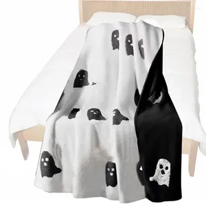 Filtar halloween rosa spöke filt mysig flanell reversibel mjuk soffa vardagsrum säng för vuxna barnfestival dekoration