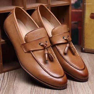 Casual Shoes Men's Wedding Dress Tassels Flat Footwear Slip On Loafers Man Leather Oxford For Men Zapatillas Hombre