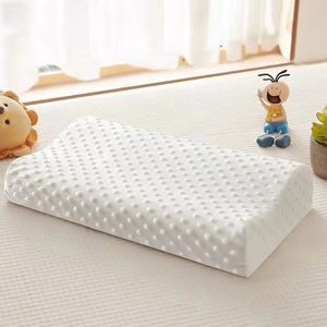 1PC 30x50cm Latex Memory Pillow With Cover White Massage Orthopedic Slow Rebound Relax Protector Sleeping Replacement Supplies 240415