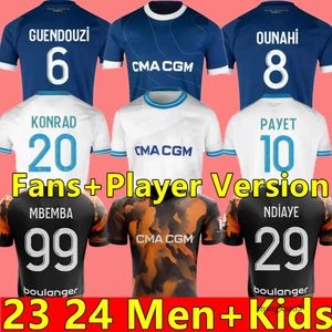 2023 2024 Maillot Marseilles Fußballtrikots Fußgüter Guendouzi Alexis Payet Clauset Football -Hemds Männer Verenetout unter Om Olympique Vitinha Fans spielen 23