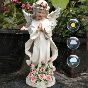 Garden Decorations Solar Angel Girl Statue Exquisite Flower Fairy Craft Ornament Atmosphere Landscape For Outdoor Patio Lawn Pathway