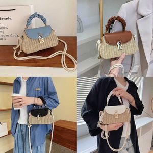 Beach Bags Ladies Woven Women's Bag Fashionable Grass Weaving Crossbody Folded Design Handbag Rural Tourism Shoulder