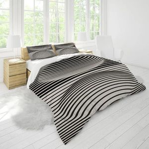 Bettwäsche -Sets schmücken Bett Schwarz -Weiß -Set Home Textile Luxury Geometrie 3D Digitale Druckdeckel Qualität voller Größe Designer