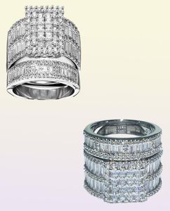Vecalon Charm Promise Ring Set 925 Sterling Silver Princess Cut Diamond Cz de noivado CZ Anéis para mulheres jóias de noivas9381667