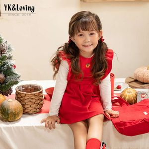 春/夏の新しい女の子のドレスボトムセットビッグレッドノースリーブの子供用ドレス長袖Tシャツ