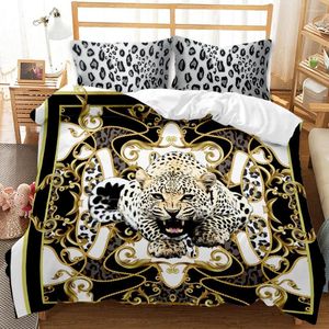 Bedding Sets Fashion Ferocious Lion Leopard Pattern 3D Animal Toupet Capa Brophases Finings Bed Laters Home Textiles Presentes Childrens
