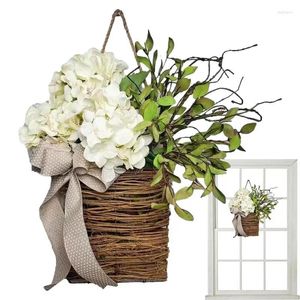 Vases Artificial Hanging Plants 17.7 In Realistic Hydrang Flowers Basket Outdoors Indoors Patio Garden Wedding DIY Party