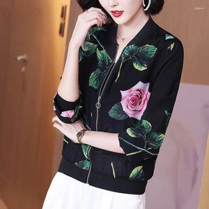 Women's Jackets Thin Jacket Print Outerwear 2024 Summer Flower Printing Long Sleeve Loose Monther Tops Coat A285