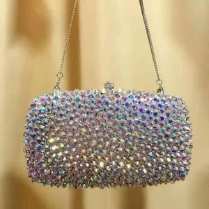 Bolsas noturnas Xiyuan Mulheres ab a cor prateada de bolsa de cristal completa para bolsas de strass de casamento Bolsas de diamante de diamante de diamante no presente
