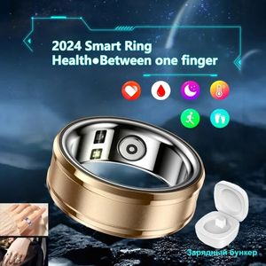 Smart Ring Steel Shell Health Monitoring Mężczyźni Kobiety Temperatura ciała moda wodoodporna multisport tryb 240415