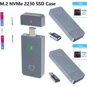 Enclosure 2230 M.2 NVMe SSD Enclosure USB A USB C Adapter 10Gbps USB3.2 Gen2 External Hard Disk Box Aluminum Solid State Drive for M2 2230