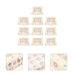 Take Out Containers 10pcs Small Cake Packaging Boxes Cupcake Candies Pastries Paper
