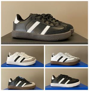 2024 scarpe per bambini sambas casual che corre sneakers vegan vegan bambini giovani grandi bambini da scarpe per bambini piccoli prehcool runner gum gum gum black White Girls Szie 24-35