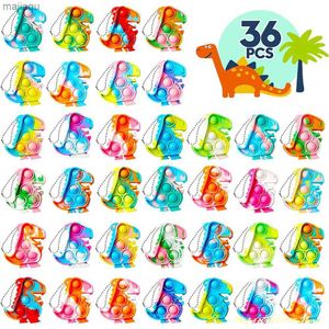 Decompressione Toy 12/36pcs Dinosaur Party Favora il portachiavi pop giocattoli in blocco Stress Stress Selfenory Toys Birthday Party Forniture per Kidsl2404