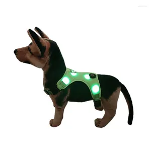 Dog Collars Personalised USB Rechargeable Reflective Durable No Pull Easy Wear LED Light Rope Vest Chest Strap Pet Harness