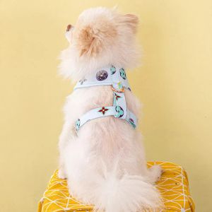 Nya lyxdesigner hundhalsar Leases Leather Dog Harnises Hållbar stark husdjurssele med justerbara remmar Inga Pull Easy Control Pets Vest för medelstora stora hundar