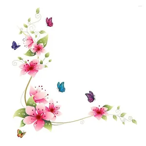 Väggklistermärken Flower Farterfly Paper Decals avtagbar klistermärke Hemdekoration 64 cm 62 cm