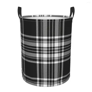 Tvättpåsar Royal Stewart Black and White Tartan Dirty Basket Waterproof Home Organizer Klädbarn Toy Storage