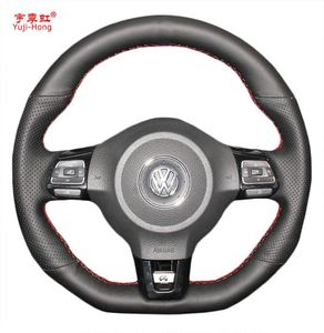 Yujihong araba direksiyon simidi kapakları VW Golf için Kılıf 6 GTI MK6 VW Polo GTI Scirocco R Passat CC Rline 2010 Yapay Deri4975797