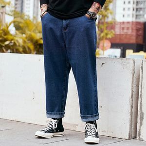 Plus -storlek mäns avslappnade beskuren jeans Lossa raka Harlan Pants Fat Big Daddy Pants