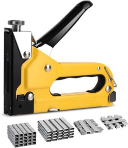 Stapler Staple Gun Heavy Duty,4in1 Stapler Gun with 800 Staples, Manual Brad Nailer Power Adjustment Stapler Gun