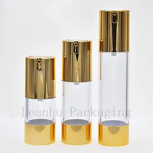 Bottiglie di stoccaggio 10pc x 15 ml 30 ml da 50 ml Impostazione del trucco in oro Impostazione a lozione airless Pump Bottle Dimensione di viaggio Essenziale Contenitore BB