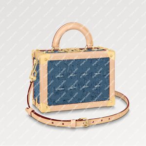 Explosion New Women's Presitite Valiise Denim Bleu M24161 1 Top Hande S-Lock Closture Dżins Intage Inside Emblematic Suitcases Wersja Masowa moda