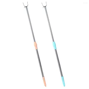 Hangers 2 Pcs Clothes Pole Retractable Reaching Rod Window Covers For Home Drapes Adjustable Drying Clothesline