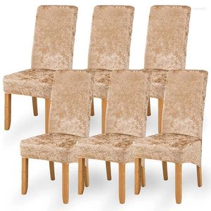 Chair Covers Promotion! Pack Of 6 High Back Glitter Ice Velvet Fabric Seat Cover Slipcover For Resterant El Wedding Par