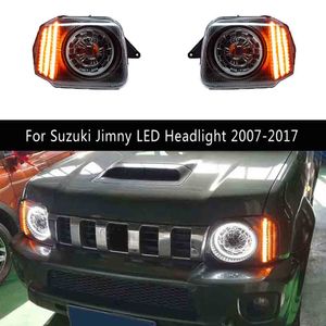 ل Suzuki Jimny LED المصباح الأمامي 07-17 المصباح الأمامي النهار تشغيل الضوء DRL دفق ديناميكي مؤشر الإشارة مؤشر الإشارة مجموعة الأمراض الأمامية