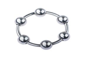 6 Size Male Stainless Steel Penis Delayed Gonobolia Ring With Six Slideable Beads Cock Ring Jewelry Adult BDSM Sex Toy For Glans Y9034280