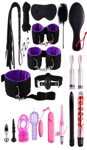 Massage 21pcs Sex Bdsm Bondage Set Gag Handcuffs Whip Ropes Blindfold Nipple Clamps For Woman Sex Toys For Couples Slave Adult Gam5077074