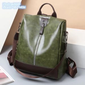 wholesale ladies shoulder bag 3 colors multi-layered anti-theft leather student backpack simple Joker outdoor leisure handbag contrast color travel backpack