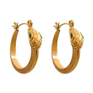 Rostfritt stål Snake Hoop örhängen för kvinnor guldfärg vattentätt mode utsökta vintage klassiska smycken fest gåva